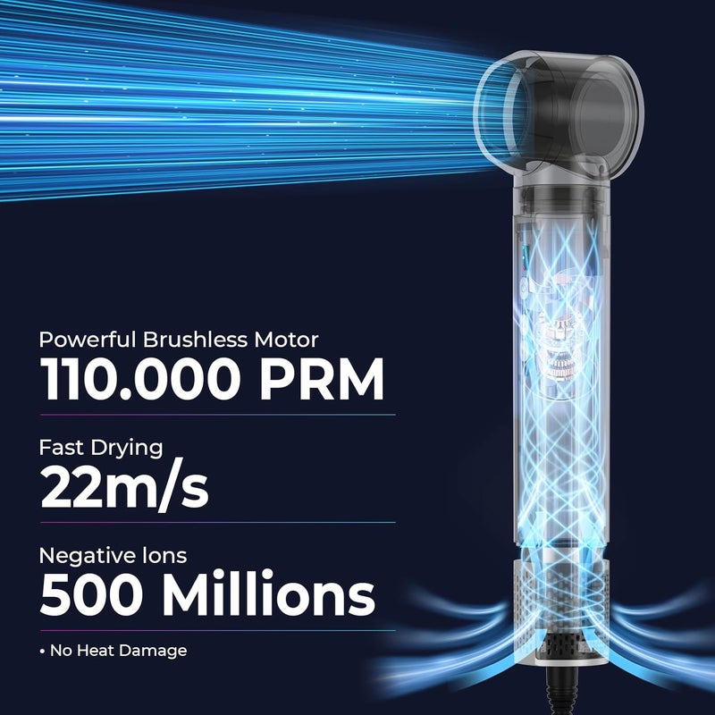 trylater Hair Dryer Brush,Blow Dryer Brush with Attachments,110000 RPM Curly Twist 6 in 1 Air Style, Professional Ionic Hair Styling Tool, Left & Right Air Curler, Volumizer - Image 4